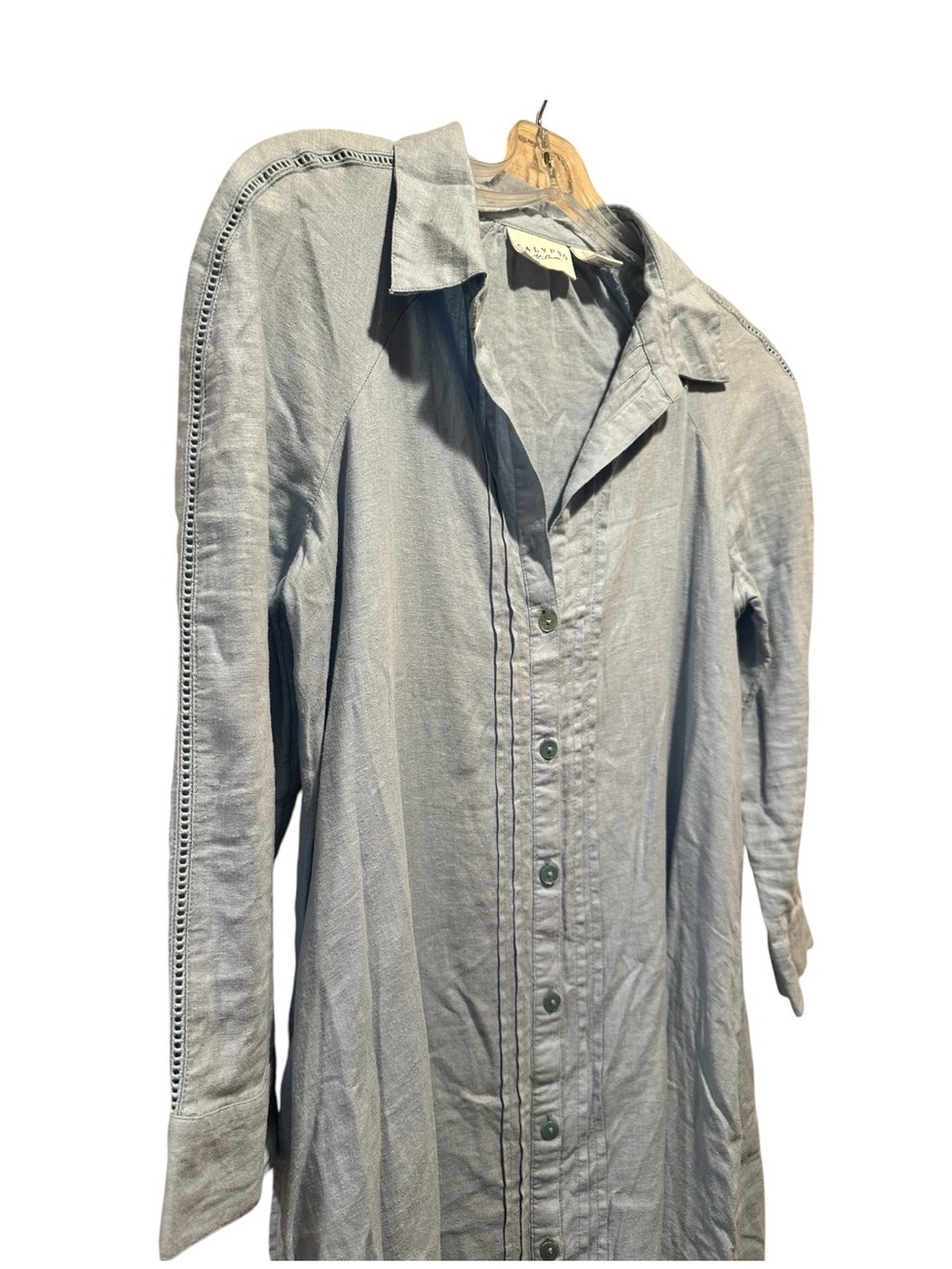 Calypso St. Barth Light Blue Linen Button-Front Maxi Coverup Dress NWOT Size XS - Picture 5 of 9